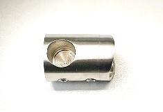 Querstabhalter aus V2A geschliffen K240, Anschluss an Rohr Ø 42,4 mm, für Stab Ø 12 mm, mit Sackloch -rechts-