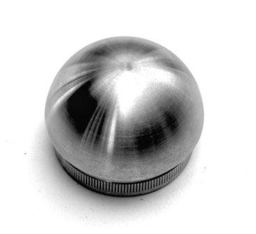 Edelstahl-Einschlagstopfen massiv für Rohr Ø 33,7 x 2 mm, kugelförmige Ausführung